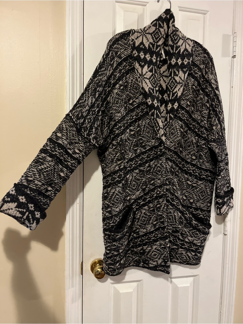 Free People Hidden Snowflake Inside Out Cardigan Jacket • Wool Blend • Oversized - Picture 3 of 16